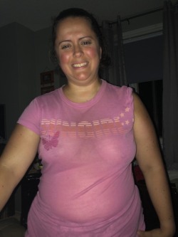 hornymb1981:  My see through-ish shirt showing my big titties