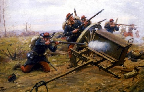 pinturasdeguerra:1870 Combate en una carretera - Paul Grolleron