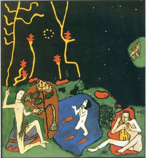 mybeingthere:The Awakenings, 1917, Oskar Kokoschka.From Die träumenden Knaben (The Dreaming Boys)Date:1917 (executed 1907-08). Photolithograph from an illustrated book with eight photolithographs and three line block reproductions.