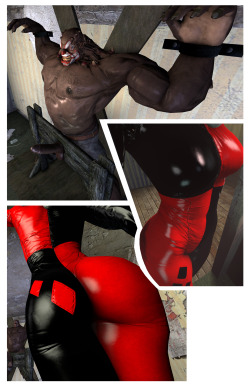 taidoro:  Just had to try @lordaardvarksfm ‘s awesome Harley and Jokergoons. Unfortunately didn’t realize until I got to the BJ part that the henchmen’s size is stupidly huge ^_^… well shit, fucked up that one didn’t I? To salvage the renders