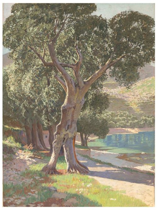 amare-habeo:Hans Lietzmann (German,1872 – 1955)On the shores of Lake Garda(Am Ufer des Gardasees), 1