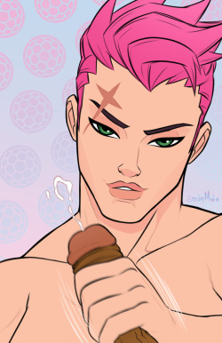 stickymonart:  Zarya’s Hearty Protein ShakeShould this be considered a cumbustable? Not sure. I’m thinking no because I drew this differently than my normal cumbusts but maybe it should. Anyway, this is long overdue. Zarya is my one and only (and