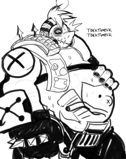 roadrat-is-canon:  toiek:  i like the sketches too HEHE  my fav headcanon is that roadhog has a babyface  