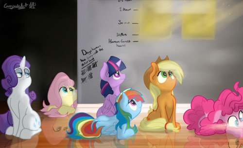 greyscaleart:  The wait is a long one but it is a pony’s duty to await the return of the human. For he brings home food.  Pinkie is looking under the door crack if its not clear, i tried haha. 