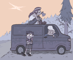 sailorleo:  last night i had a dream where dipper, wendy, and gideon were the only survivors of weirdmaggedon/the only members of the cipher wheel to avoid being captured and had to work together to make it through the end of the world…. it was kind