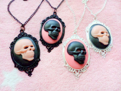 magicalteatime:  More spooky pendant necklaces are up in the shop! Skulls Spiders 