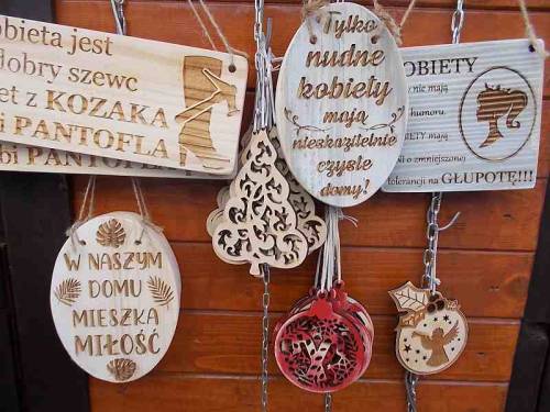 Merchandise offered for sale during Christmas market 2021 in the city Wroclaw, Poland.