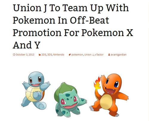 Last time was One Direction with Pokemon BW and now we got Union J to promote Pokemon XY in the UK! 