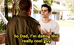 constileslations:  Sterek AU  Stiles starts dating Derek and he decides to tell his dad. And of course everything feels awkward, especially when telling your dad that you’re finally dating. And not just dating, but dating a guy. Who happens to be a