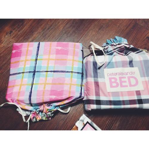 In #love with my #new #peteralexander #bedding #colour #rainbow #check #checked #wood #amazing #inst