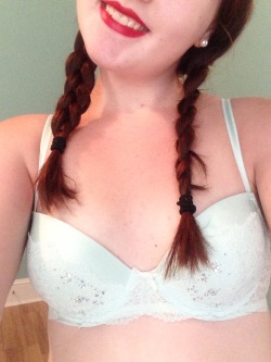 naked-nymphet:  Pigtails are cute 🎀🙈