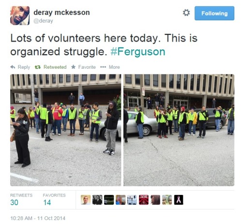 iwriteaboutfeminism:  Protesters gather before the march this afternoon in St. Louis. Saturday, October 11th.   My best friend is there right now