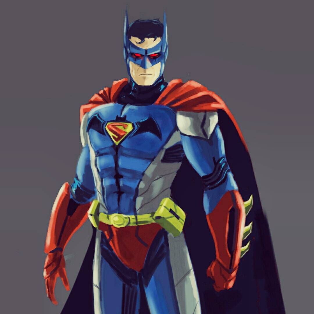 art progress, I was challenged to merge Batman and Superman into...