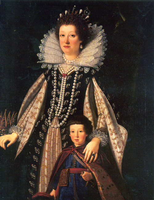 Maria Maddalena of Austria, wife of Duke Cosimo II de’ Medici with her son, the future Ferdina
