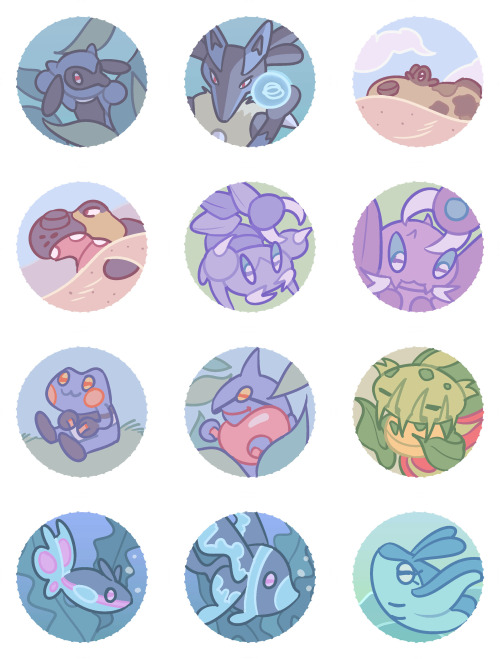 ALL 107 generation 4 pkmn as button designs that I’ve been working on the past couple months,,