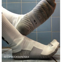 shopsocksandsex:  WHITE/GREY NIKE STADIUM CREWS- 40.00$ Worn for however long you want me to.