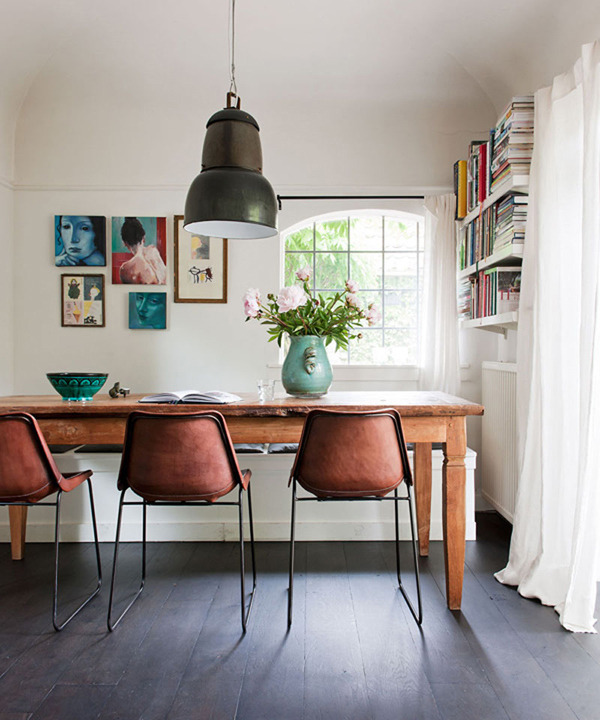 Ebony leather dining chairs