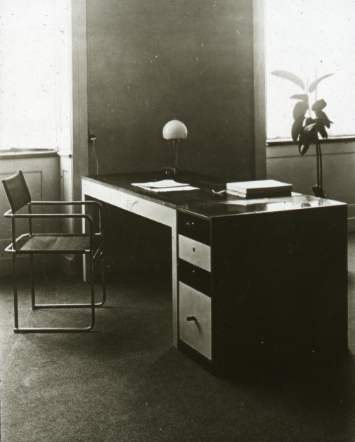 Marcel Breuer, Interior with Desk and Tubular Steel Chair, House of Ludwig Grote,1926. Also shown: T