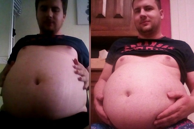 ballbellyboy:6 months , +11kgs (24lbs) We can see the difference on my sides, I can feel it ❤