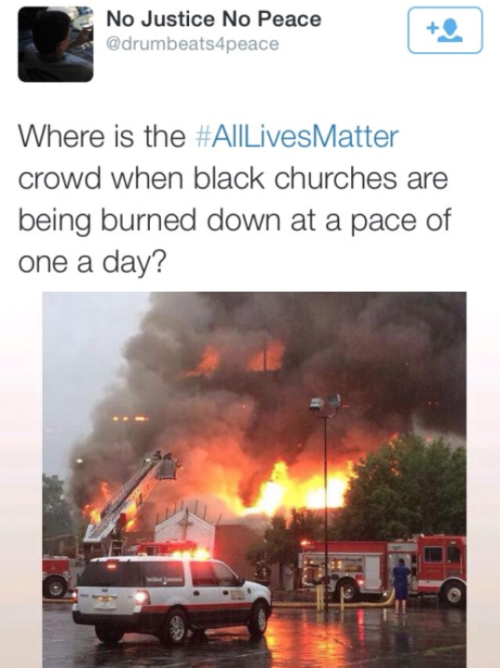 krxs10:  ———- JUST SO YOU KNOW ———-At Least 6 Predominately Black Southern Churches Burned Down Within A Week. Arson Suspected In At Least ThreeIn the week after nine people were shot dead at Emanuel African Methodist Episcopal Church in South