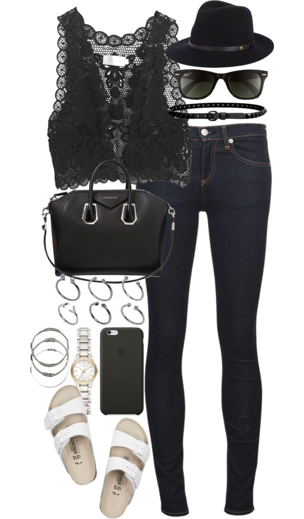Inspired outfit for a casual hot day by whathayleywore featuring ray ban sunglasses
Zimmermann top, 91 AUD / Rag & bone/JEAN high rise jeans, 450 AUD / Birkenstock sandals, 190 AUD / Givenchy black handbag, 3 830 AUD / Burberry bracelet watch, 770...