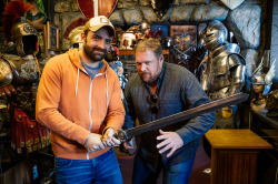 bryankonietzko:  michaeldantedimartino:  This week, a few of us got a real treat and visited master blacksmith, Tony Swatton, who made Sokka’s space sword for the web series, Man at Arms. Turns out his studio, Sword and the Stone is right up the street