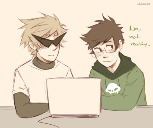 Jake likes when Dirk laughs because he doesn’t do that very often  (◡ ‿ ◡ ✿) they’re looking at silly videos or something 8’)