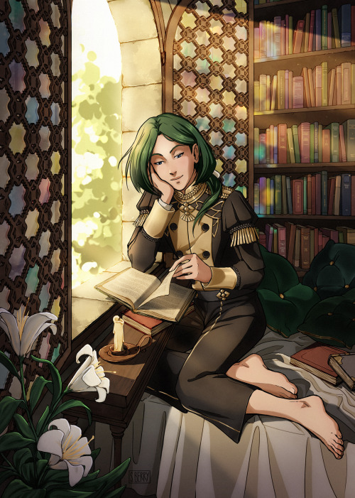 Illustration for Nap Time, a Linhardt Fire Emblem 3H Tribute Zine! twitter   |    shop   |   commiss