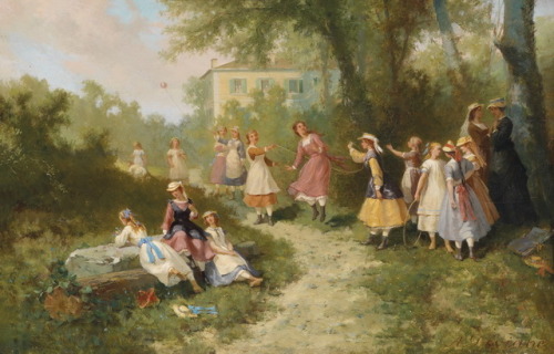 Auguste Doviane (1825–1887)Children Playing in a Garden