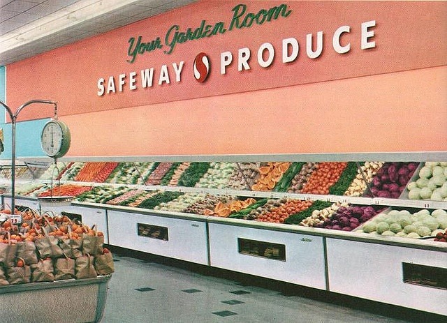 theniftyfifties:  The produce section at Safeway supermarket 1953. 