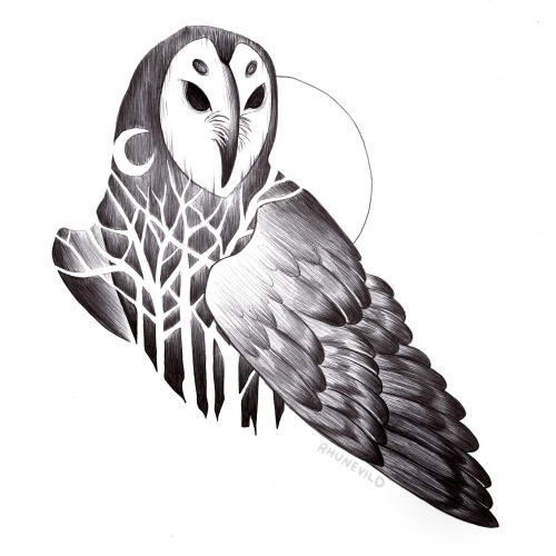 Night Owl, ballpoint pen. Happy Halloween, everyone! 