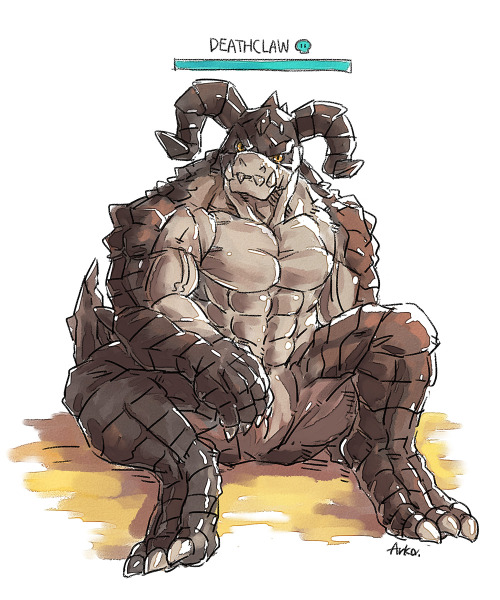 arkalpha:  OK! Here’s a friendly Deathclaw that can be hugged or rubbed safely. Thanks for the commision.  