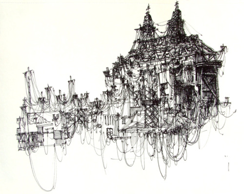 Porn Pics drawingarchitecture:  City of Wires by Ksymena