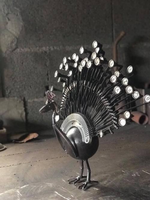 Typewriter Key Peacockby French Artist Thierry Gall
