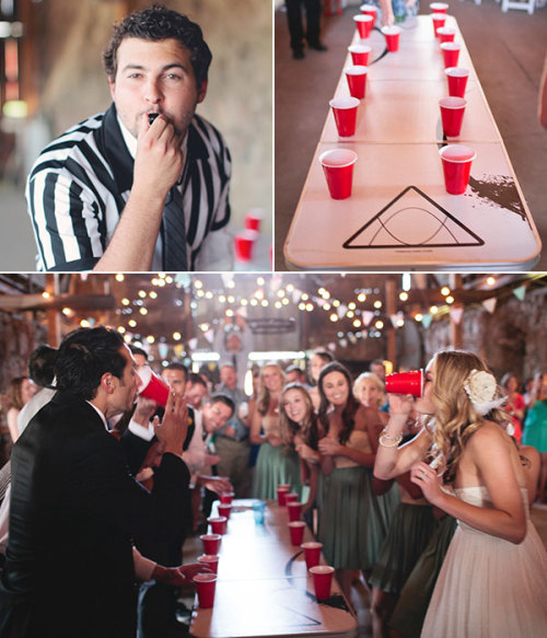 Looking for ways to make your wedding more fun? How about a game of flip cup! Start off this classic