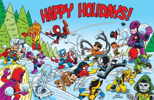 brianmichaelbendis:  Marvel Holiday Cards by Chris Giarrusso  