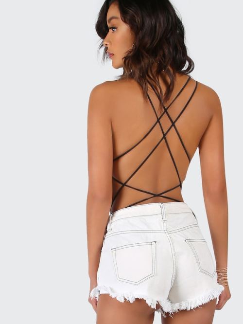 Shein strappy backless bodysuit