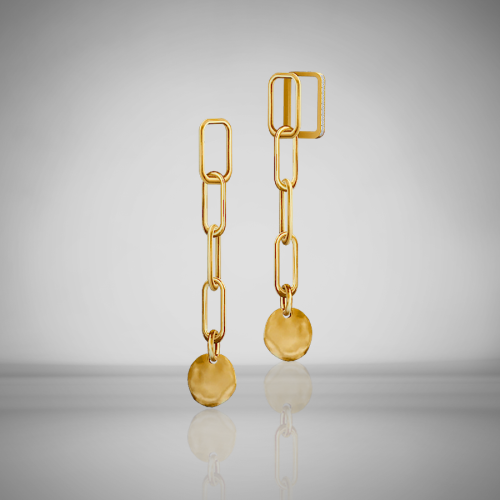 Asymmetrical gold earrings（2 colors）DOWNLOAD