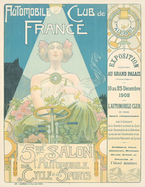 Automobile Club de France/5me Salon. 1902. Privat Livemont.39 1/8 x 51 1/8 in./99.3 x 130 cmPersonif