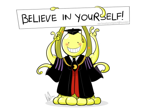 seriouslynotpaul:Just remember what sensei teach you and believe you can do it!For those who need loves from a certain mach-20 tako-teacher and are having tests. Korosensei wants you to take care! 