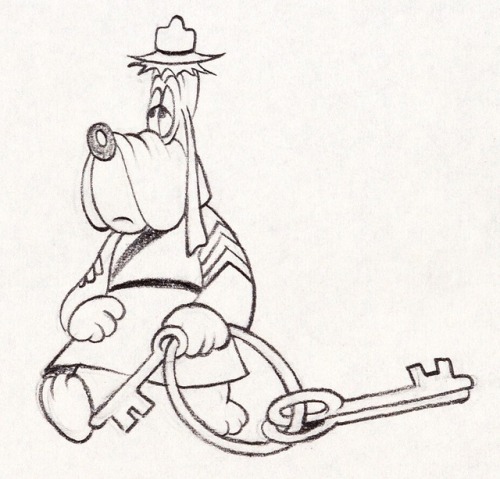 Animation drawing of Droopy, from NORTHWEST HOUNDED POLICE (1946). By Preston Blair, probably.