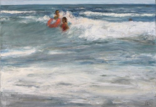 In the Surf   -    Fokko Timersma, 2006. Dutch,b.1962-Acrylic on canvas, 75 x 100 cm.