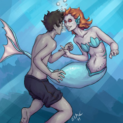 elijahelegia:  merpeople. karkat & terezi