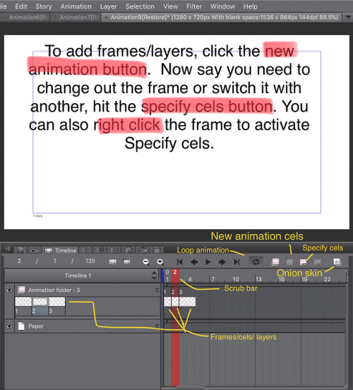 I received an ask for basic tips on the animation function for clip studio. If there are more questions for this, just ask as there is a lot that needs to be reexplained as I’m feeling scattered brain at the moment.  more notes on animation cels.