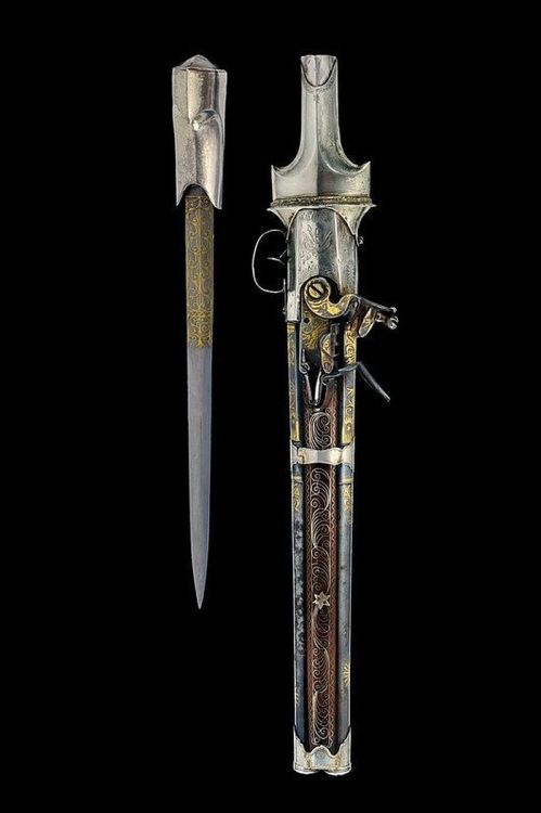 art-of-swords:Combination Dagger and PistolDated: circa 1800Provenance: Ottoman EmpireThe weapon has