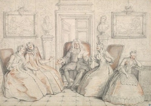 Trissotin Reading to Philaminte, Bélise, and Armande (from Molière, Les Femmes Savantes) (c.1725-172
