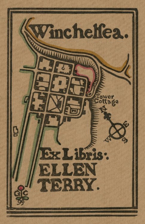 mapmonger:Bookplate for Ellen Terry by Edward Gordon Craig (1898-1899)