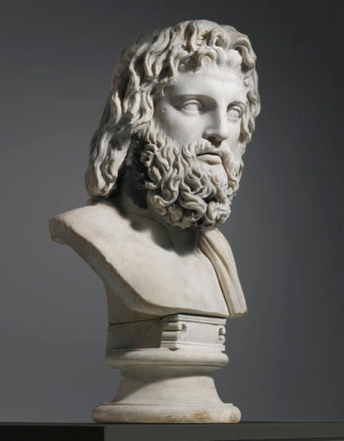 archaicwonder:Monumental Marble Bust of Zeus or Asklepios, Roman Imperial, 2nd Century ADThe head da