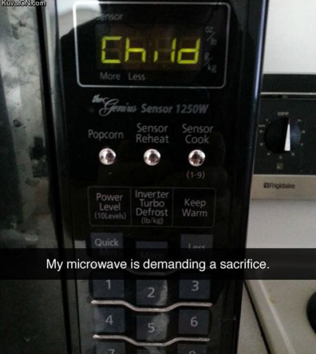 Well… I mean… I really want a hot pocket…. *goes out to look for child sacrifices*
