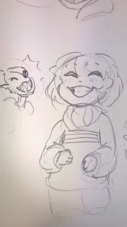 rivertimeline:  one of my favorite thing to draw is Frisk smiling big smiles!